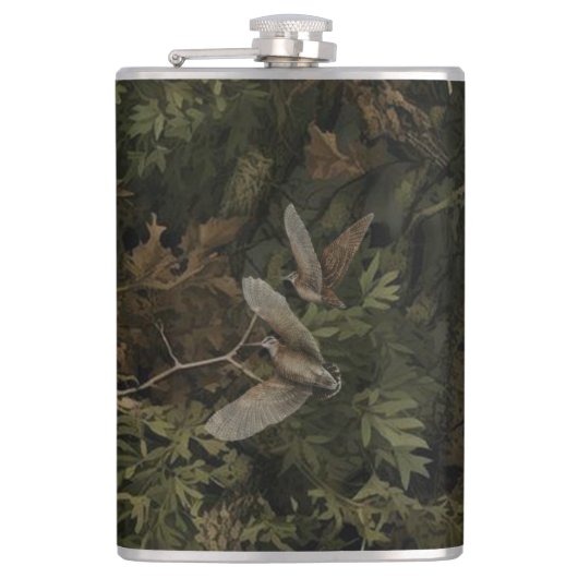 Bos camouflage met Houtsnip Heupfles (Voorkant)