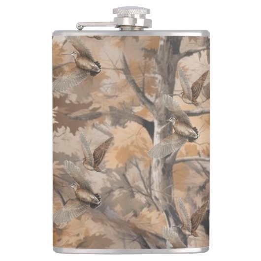 Bos camouflage met Houtsnip Heupfles (Voorkant)