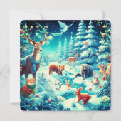 Bos Critters in een Winter Wonderland Feestdagenkaart (Voorkant)