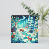 Bos Critters in een Winter Wonderland Feestdagenkaart (Staand voorkant)