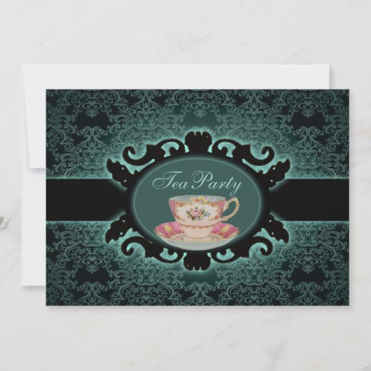 bos damask floral theekopje theekransje kaart (Voorkant)