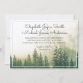 Bos dennenbomen bergen trouwkaarten kaart (Voorkant)