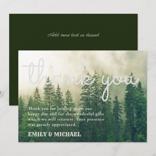 Bos dennenbomen Dank je kaart robuust kraft (Voorkant / Achterkant)