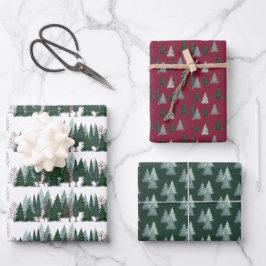 Bos dennenbomen kerstfeest verpakkings papier inpakpapier vel