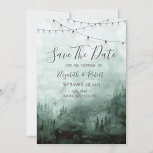 Bos,Dennenbomen,Slinger Licht Groen Bewaar De Datu Save The Date