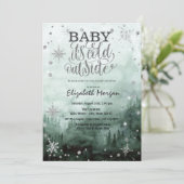 Bos,Dennenbomen,Slingerlichten Groene Baby Shower Kaart (Staand voorkant)