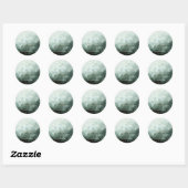 Bos, dennenbomen, slingerlichtjes groen ronde sticker (Vel)