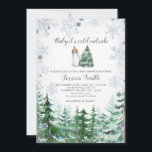 Bos dennenboom koud buiten Baby shower Kaart<br><div class="desc">Winter Rustic Forest Pine Trees Geslachtsneutrale Baby shower melk en kerstboom baby shower, </div>