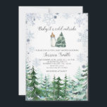 Bos dennenboom koud buiten Baby shower Kaart<br><div class="desc">Winter Rustic Forest Pine Trees Geslachtsneutrale Baby shower melk en kerstboom baby shower, </div>