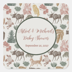  Bos Dier Favoriet-Beren, Moose &Bloemen Vierkante Sticker