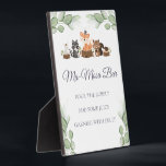 Bos Dier Ma-Mosa Bar Tafelblad Ezel Fotoplaat<br><div class="desc">Vier de aanstaande moeder met een Ma-Mosa Bar in haar baby shower. Dit schildersezel teken heeft een schattig bos dier en groen thema. Alle tekst kan worden aangepast met elke formulering van uw keuze.</div>