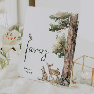 Bos Dieren Baby Shower Favoritietjes Reclamebord Met Voetstuk