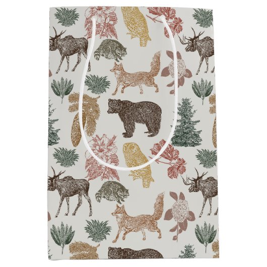  Bos Dieren Baby shower met Bloemen Medium Cadeauzakje (Voorkant)