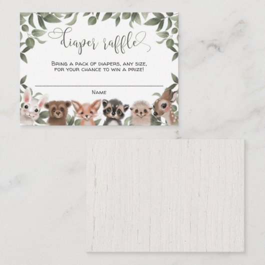 Bos dieren bos vrienden luier loterij informatiekaartje (Voorkant / Achterkant)