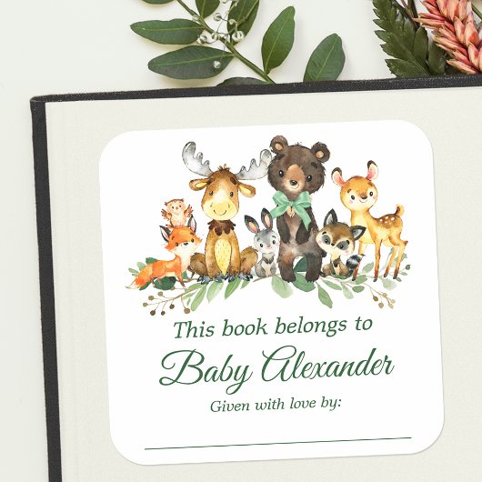 Bos Dieren Bow Baby shower Bookplate Labels