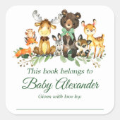 Bos Dieren Bow Baby shower Bookplate Labels (Voorkant)
