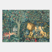 BOS DIEREN FAZANT, VOS, LEEUW, HAAS, GROENE BLOEM INPAKPAPIER VEL (Voorkant)