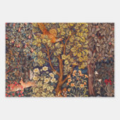 BOS DIEREN Hazen, fazant rood groen bloemen Inpakpapier Vel (Voorkant 3)