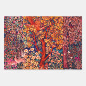 BOS DIEREN Hazen, fazant rood groen bloemen Inpakpapier Vel (Voorkant 2)