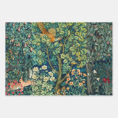 BOS DIEREN Hazen, fazant rood groen bloemen Inpakpapier Vel (Voorkant)