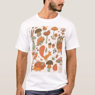 Bos dieren: herfst kleurrijke achtergrond. t-shirt