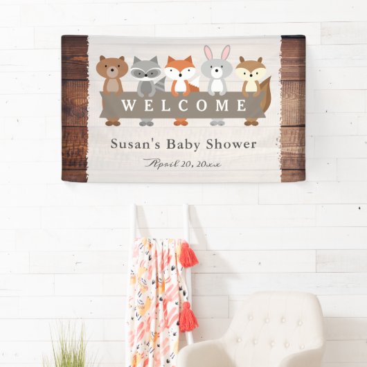 Bos Dieren houden Banner, Baby shower Welkom Spandoek (Insitu)