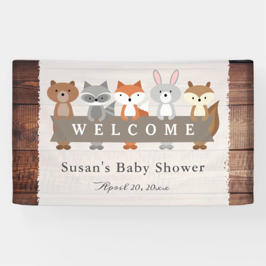 Bos Dieren houden Banner, Baby shower Welkom Spandoek (Horizontaal)
