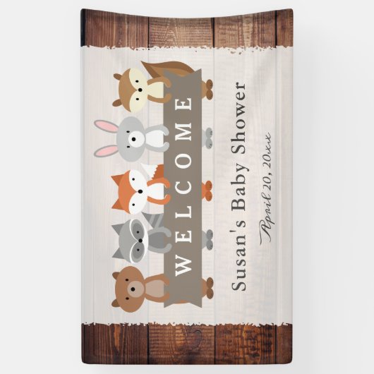 Bos Dieren houden Banner, Baby shower Welkom Spandoek (Verticaal)