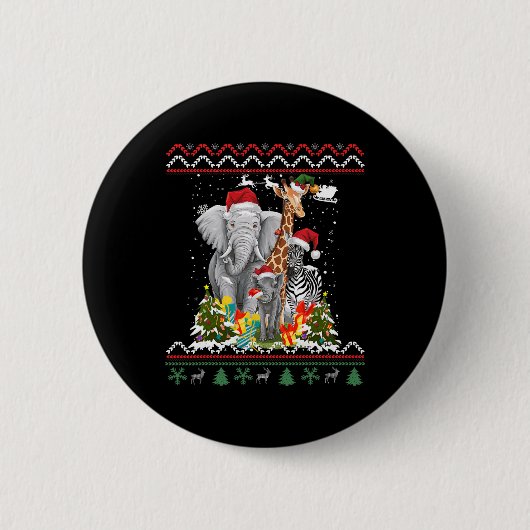 Bos Dieren Kerst Idee Kinder Oerwoud Dier C Ronde Button 5,7 Cm (Voorkant)