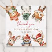 Bos dieren Kerstmis winter verjaardag Bedankjes Labels (Voorkant)