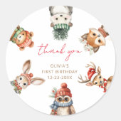 Bos dieren Kerstmis winter verjaardag Ronde Sticker (Voorkant)