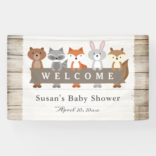 Bos Dieren met Banner, Baby shower Welkom Spandoek (Horizontaal)