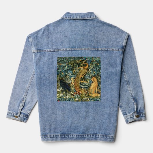 BOS DIEREN, RAVEN, VOS, PAUW Blauw Groen Bloemen Denim Jacket (Achterkant)