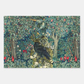 BOS DIEREN, RAVEN, VOS, PAUW Blauw Groen Bloemen Inpakpapier Vel (Voorkant 3)