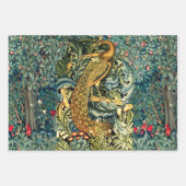 BOS DIEREN, RAVEN, VOS, PAUW Blauw Groen Bloemen Inpakpapier Vel (Voorkant 2)