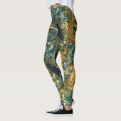 BOS DIEREN, RAVEN, VOS, PAUW Blauw Groen Bloemen Leggings (Links)