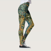 BOS DIEREN, RAVEN, VOS, PAUW Blauw Groen Bloemen Leggings (Rechts)