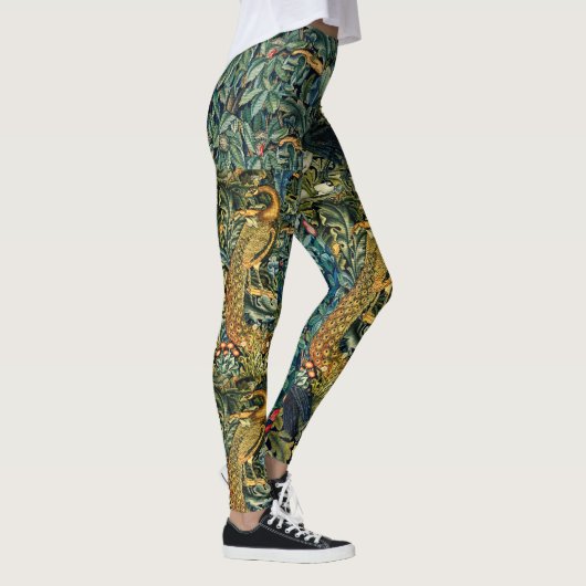 BOS DIEREN, RAVEN, VOS, PAUW Blauw Groen Bloemen Leggings (Rechts)
