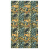 BOS DIEREN, RAVEN, VOS, PAUW Blauw Groen Bloemen Tafelkleed (Voorkant)