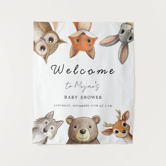 Bos Dieren Reis Baby Shower Wandkleed (Voorkant)