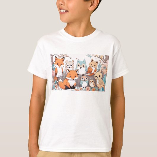 Bos Dieren - Vos en Uil T-shirt (Voorkant)