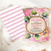 Bos Dieren Waterverf Roze Baby meisje Douche Kaart