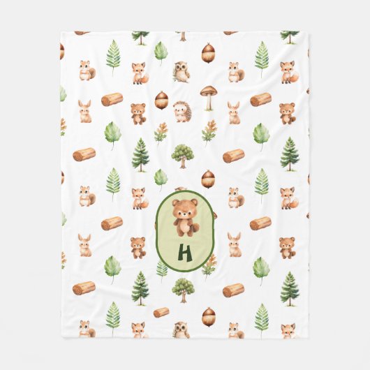 Bos Dierlijk Schattige Bosgebied Fleece Deken (Voorkant)