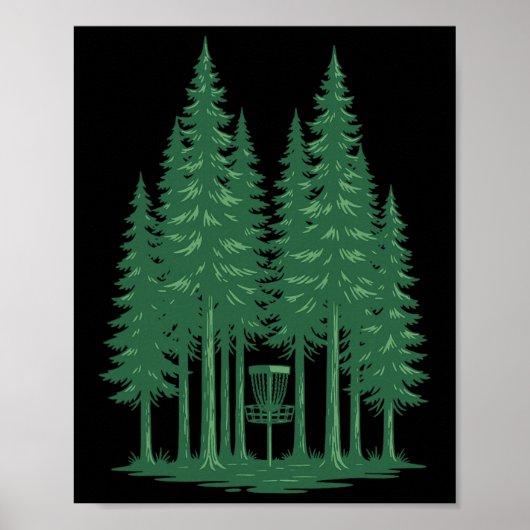 Bos Discgolf Schets Frisbee Golf Scene Voor Disc Poster (Voorkant)