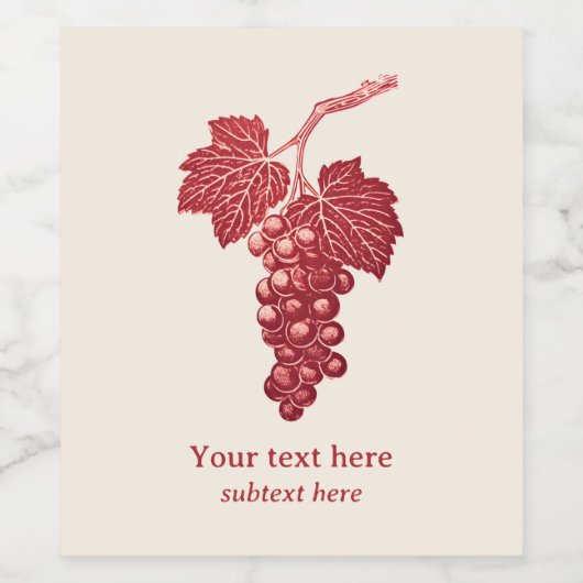 Bos druiven en wijnstokblad, bordeaux wijn etiket (Enkel label)