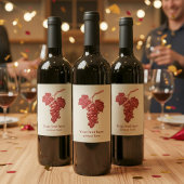 Bos druiven en wijnstokblad, bordeaux wijn etiket