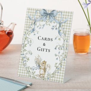 Bos Eekhoorn Gingham Kaarten Cadeaus Baby Shower Reclamebord Met Voetstuk