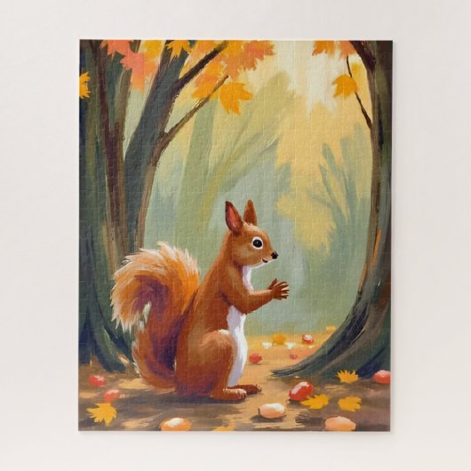 Bos Eekhoorn | Herfst Dier Aquarel Vallei Legpuzzel (Verticaal)