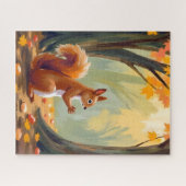 Bos Eekhoorn | Herfst Dier Aquarel Vallei Legpuzzel (Horizontaal)