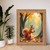Bos Eekhoorn | Waterverf Herfstdier Herfst Poster